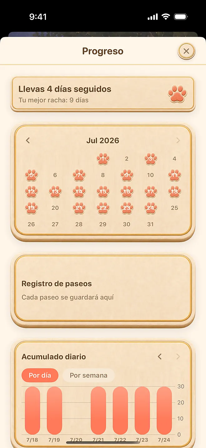 Pantalla real de la app: registro