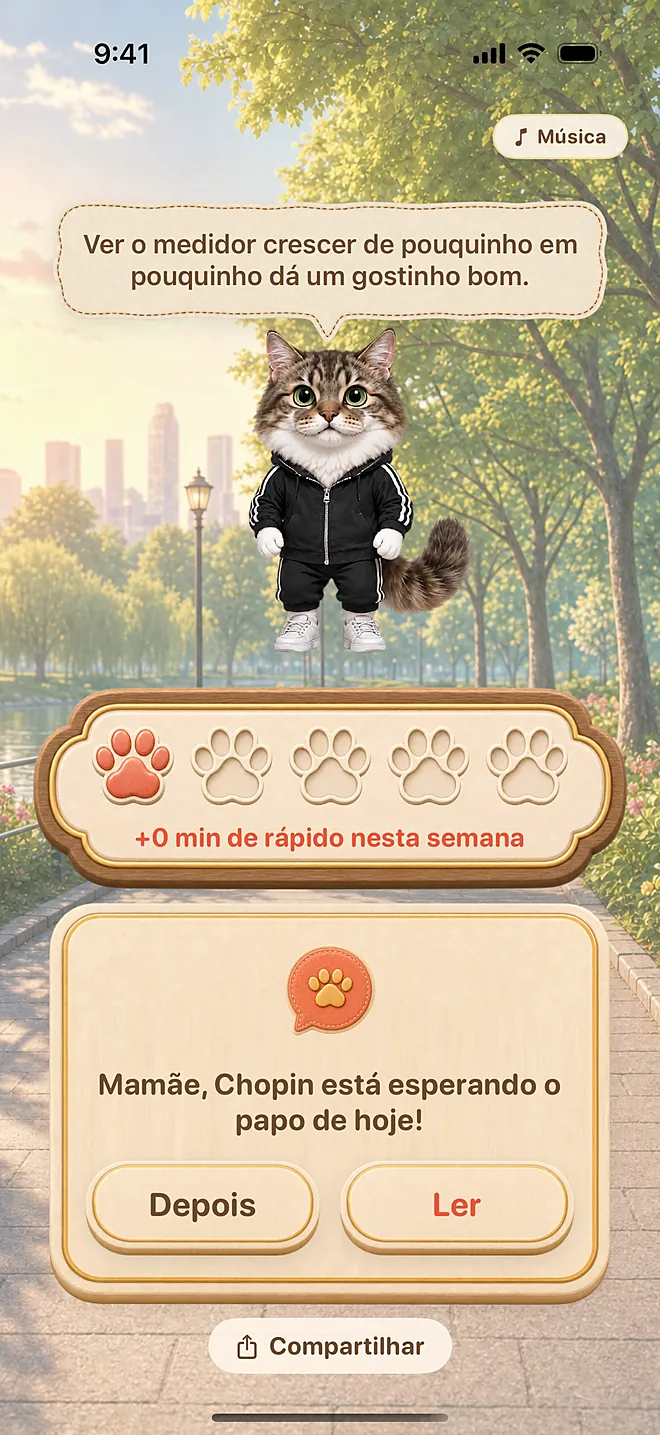 Tela real do app: conclusão (a conversa de hoje chegou)