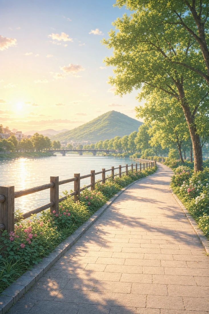 川沿いの遊歩道